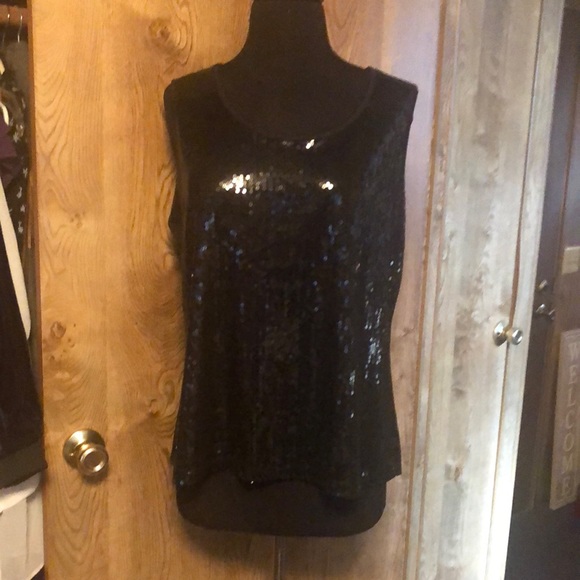 Pretty Black Sequin Blouse by Covington - Picture 1 of 12